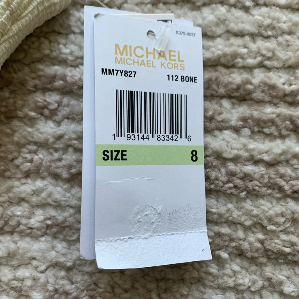 Michael Kors Textured One Shoulder Swimsuit Cream NWT Size 8